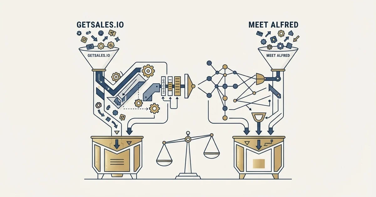 Editorial illustration for GetSales.io vs Meet Alfred