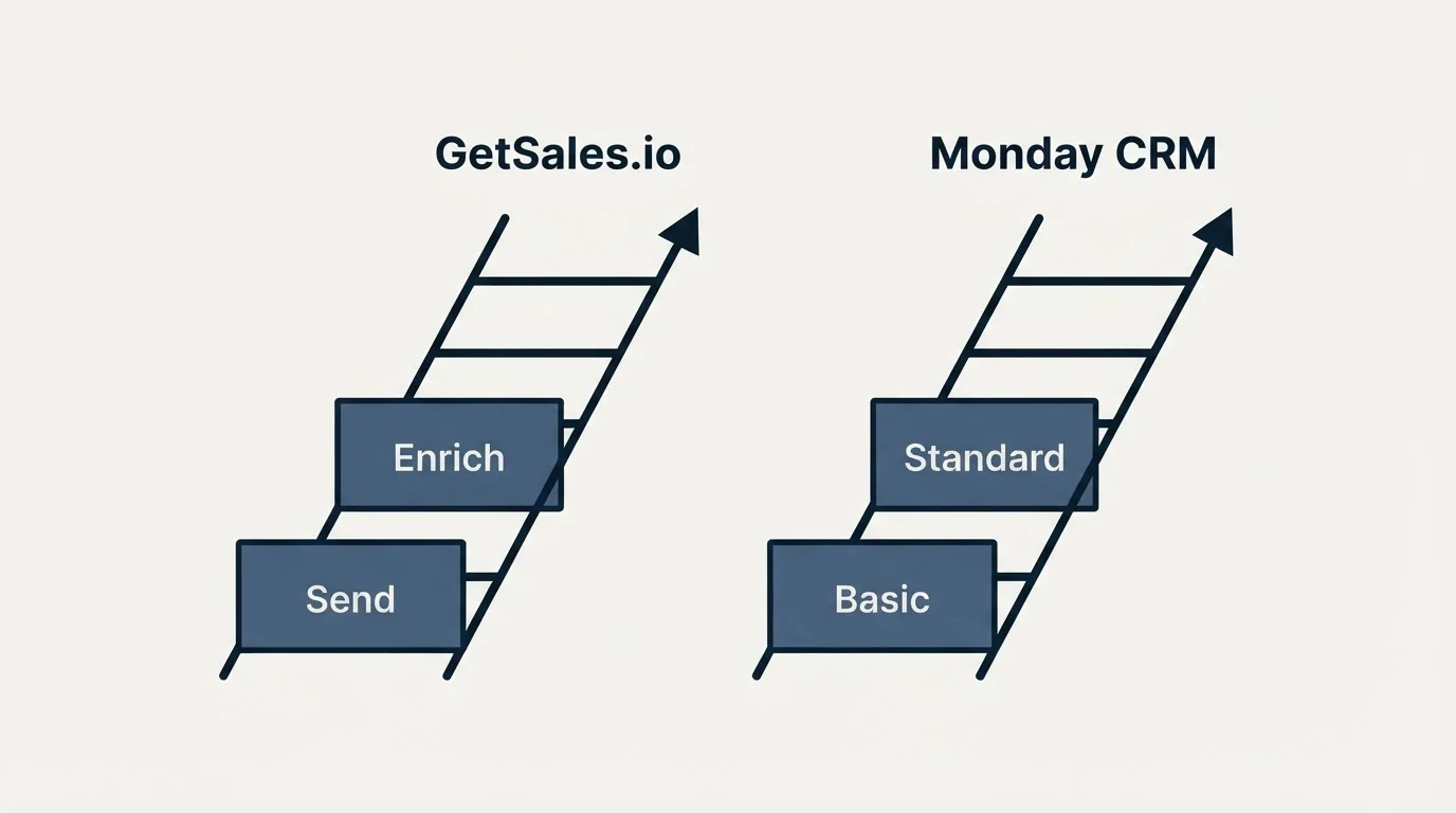 Pricing ladder: Pricing Comparison (GetSales.io, Monday CRM, Send, Basic)