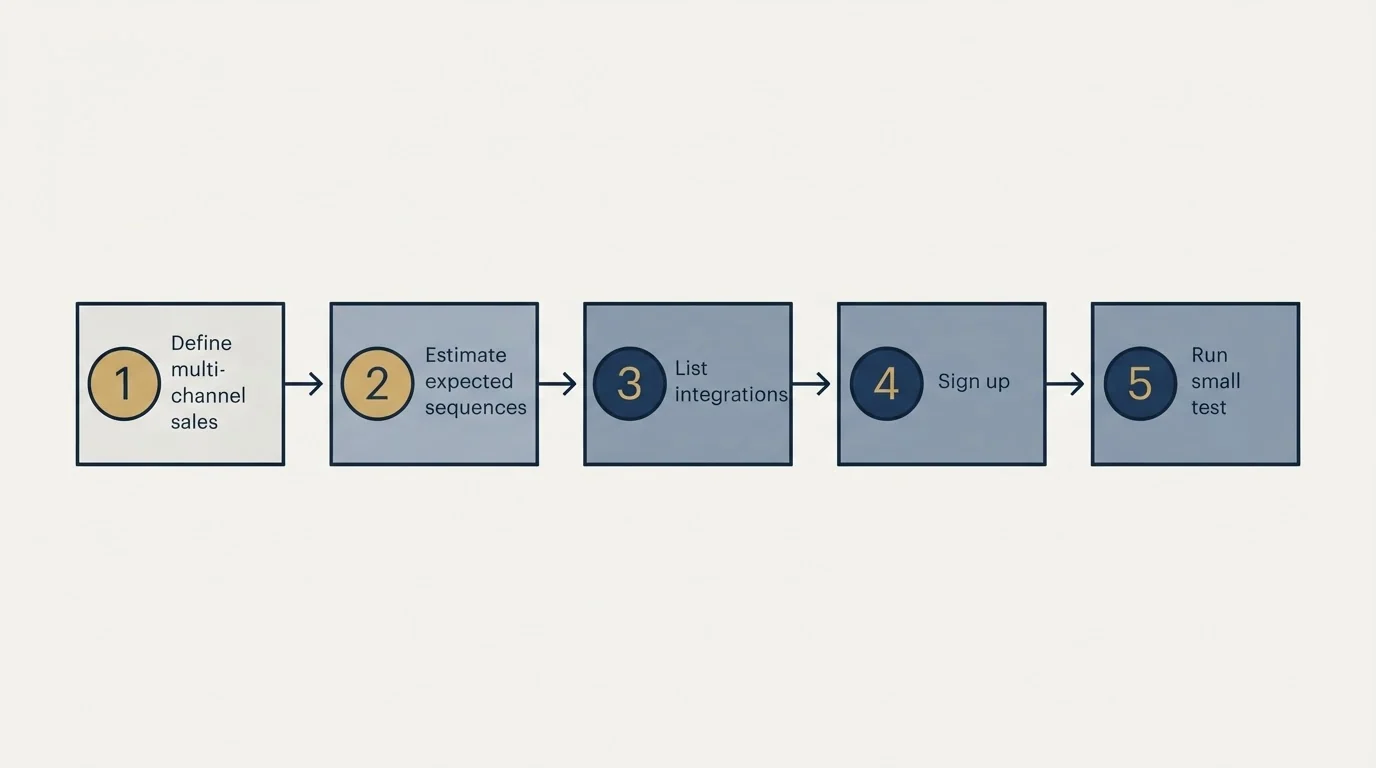 Step sequence: Getting Started Checklist (Define multi-channel sales, Estimate expected sequences, List integrations, Sign up)