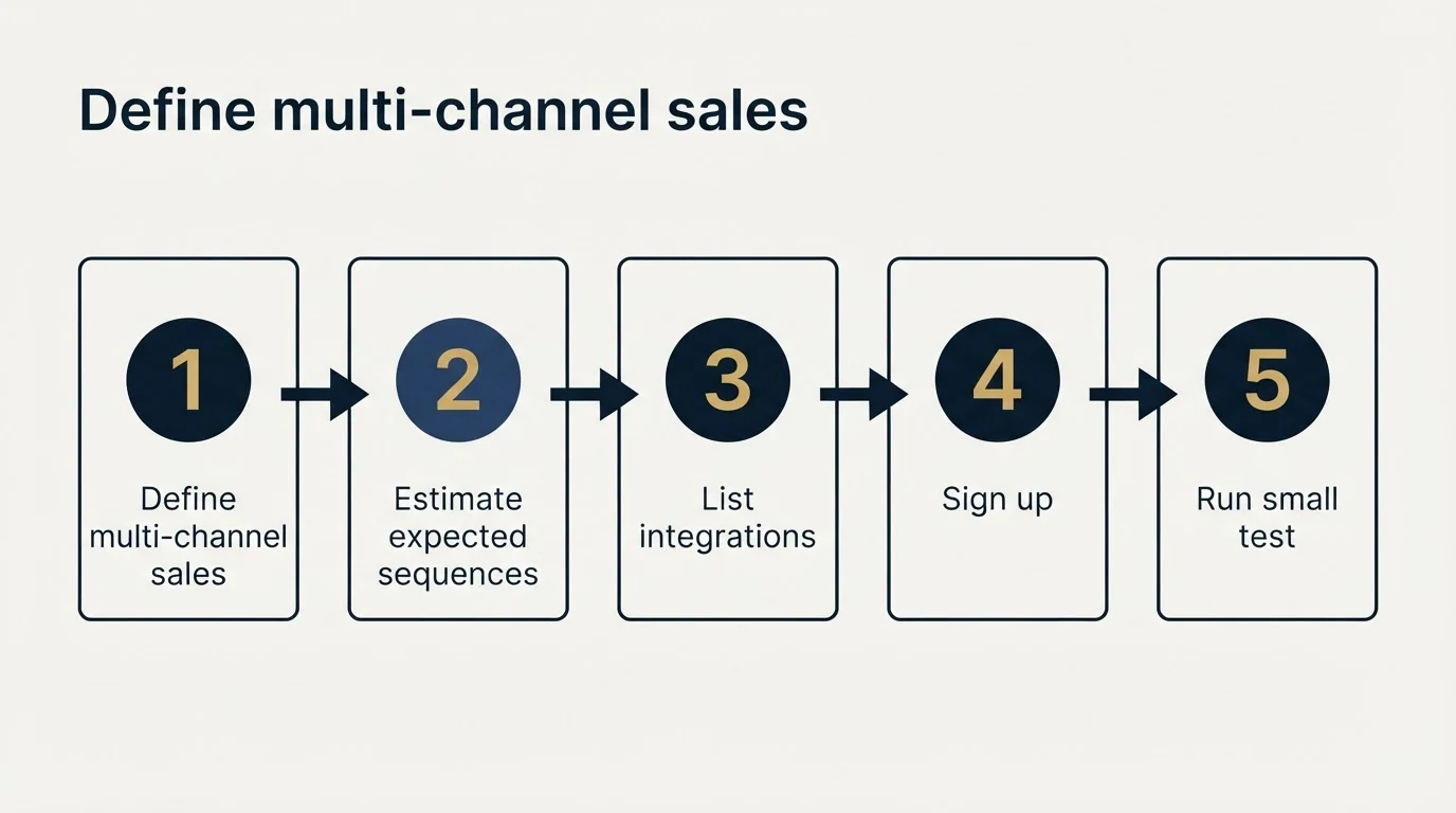 Step sequence: Getting Started Checklist (Define multi-channel sales, Estimate expected sequences, List integrations, Sign up)