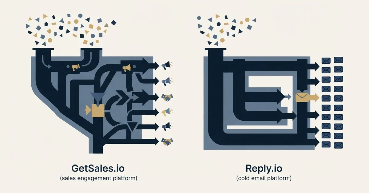 Editorial illustration for GetSales.io vs Reply.io