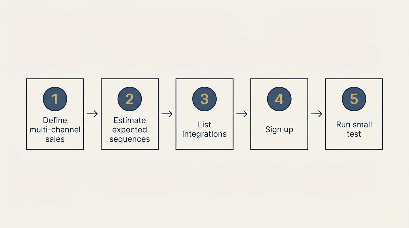 Step sequence: Getting Started Checklist (Define multi-channel sales, Estimate expected sequences, List integrations, Sign up)