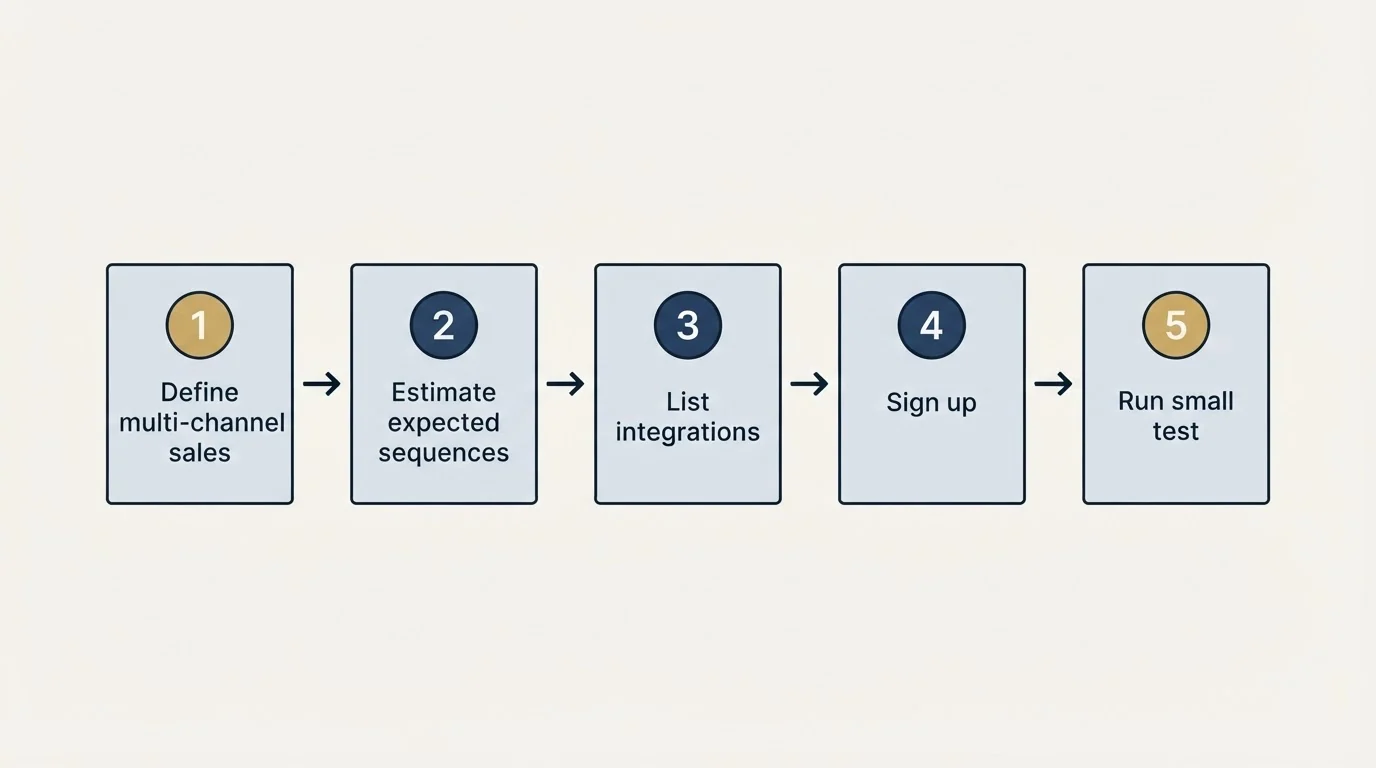 Step sequence: Getting Started Checklist (Define multi-channel sales, Estimate expected sequences, List integrations, Sign up)