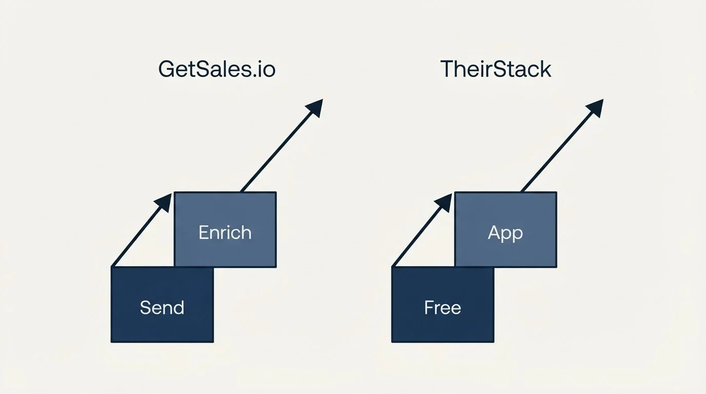 Pricing ladder: Pricing Comparison (GetSales.io, TheirStack, Send, Free)