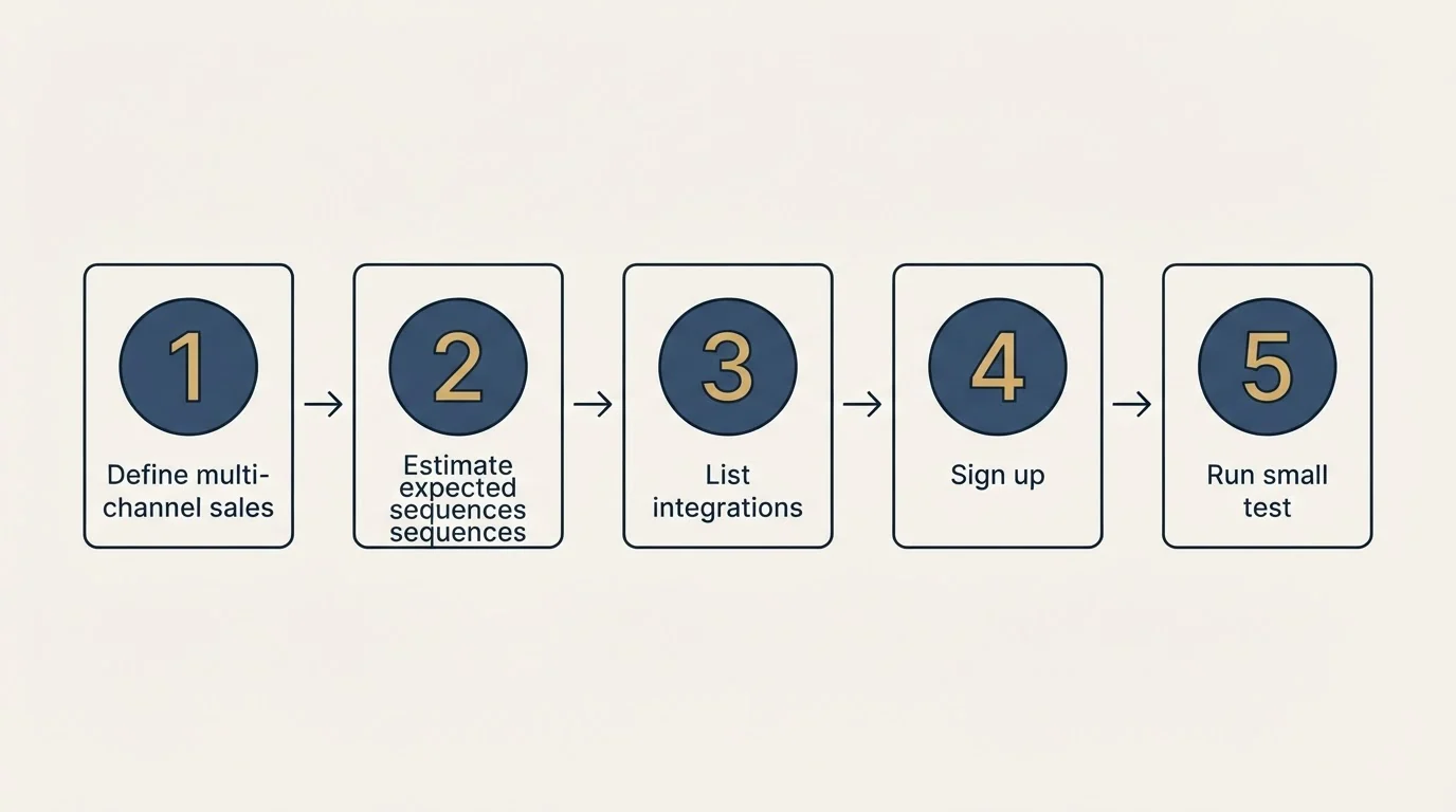 Step sequence: Getting Started Checklist (Define multi-channel sales, Estimate expected sequences, List integrations, Sign up)