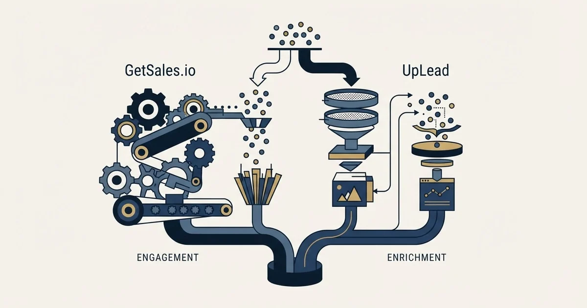 Editorial illustration for GetSales.io vs UpLead