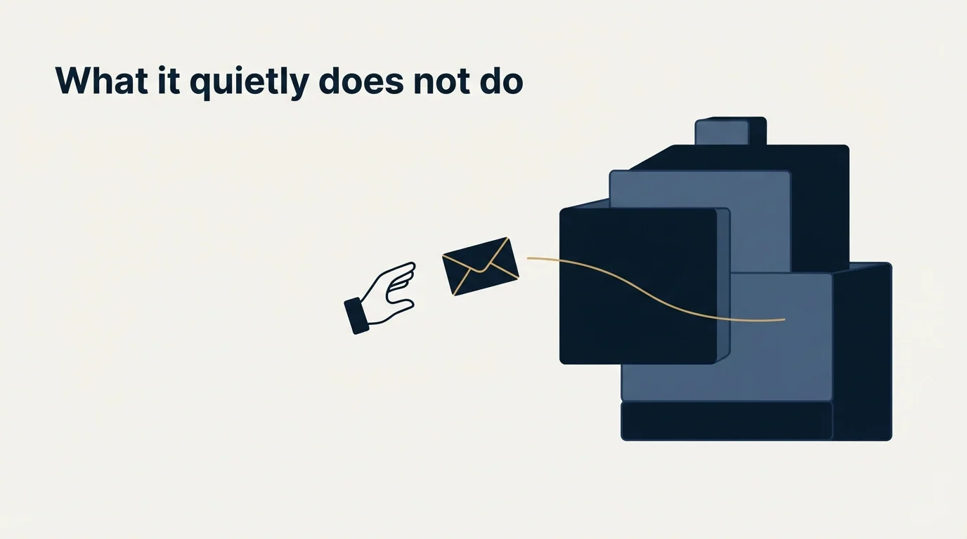 Section illustration: What it quietly does not do
