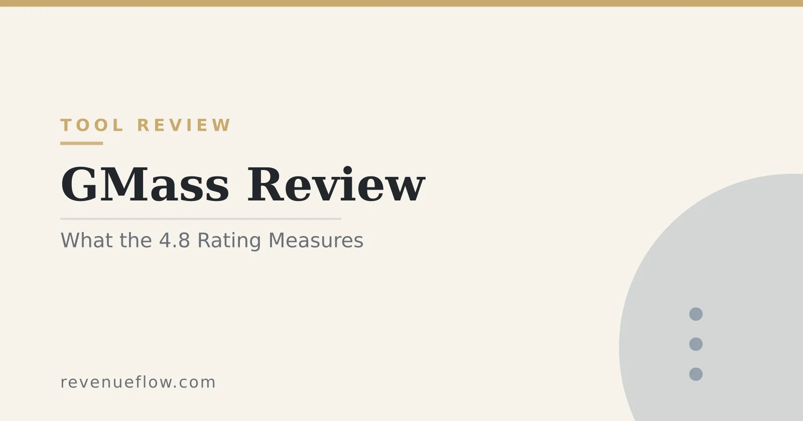 Branded cover: GMass Review: What the 4.8 Rating Measures, and What It Does Not