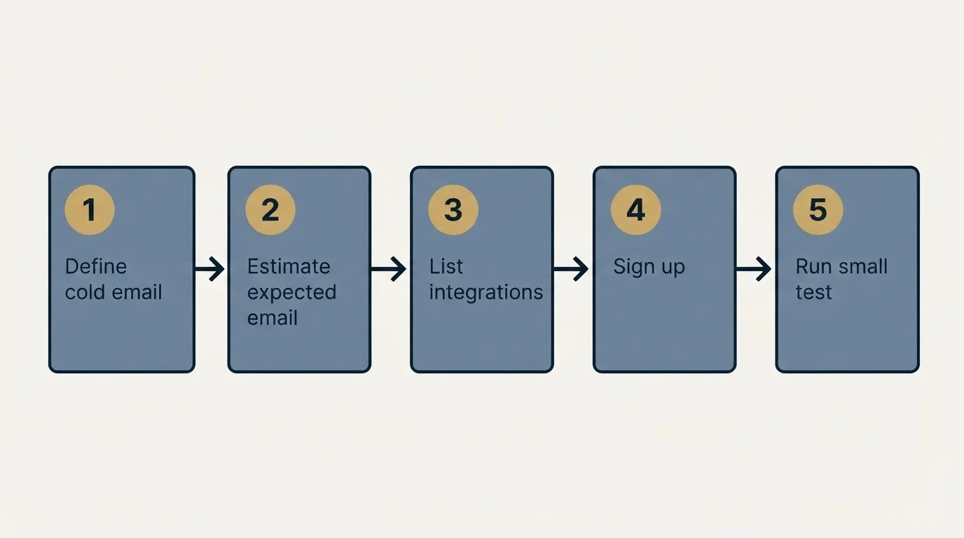 Step sequence: Getting Started Checklist (Define cold email, Estimate expected email, List integrations, Sign up)