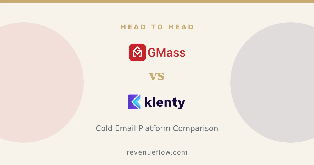 Branded cover: GMass vs Klenty: Cold Email Platform Comparison