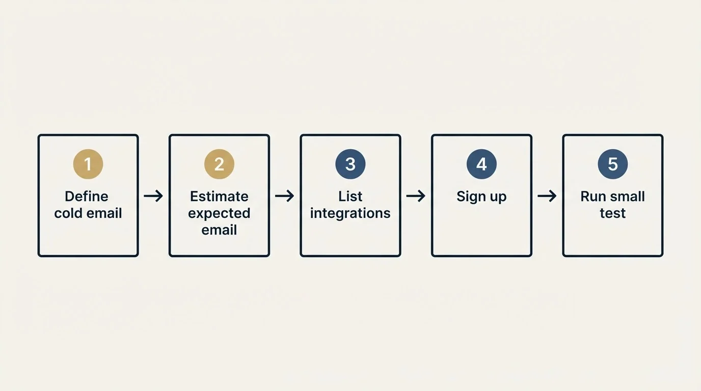 Step sequence: Getting Started Checklist (Define cold email, Estimate expected email, List integrations, Sign up)
