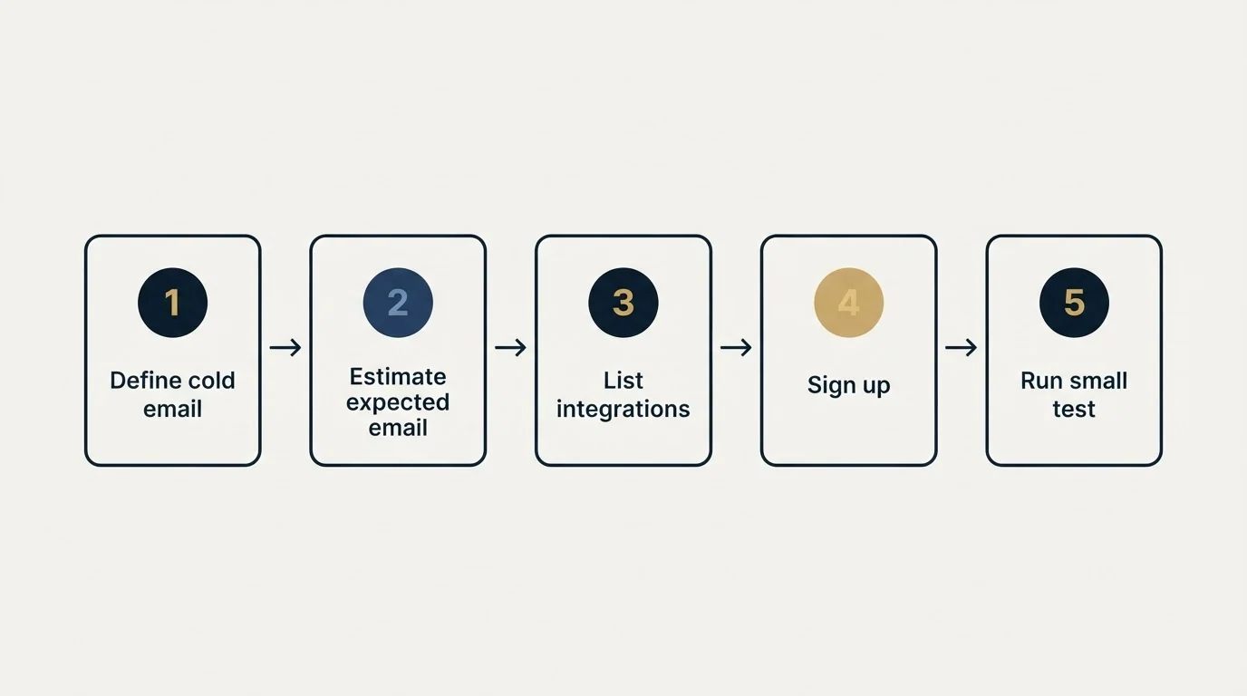 Step sequence: Getting Started Checklist (Define cold email, Estimate expected email, List integrations, Sign up)