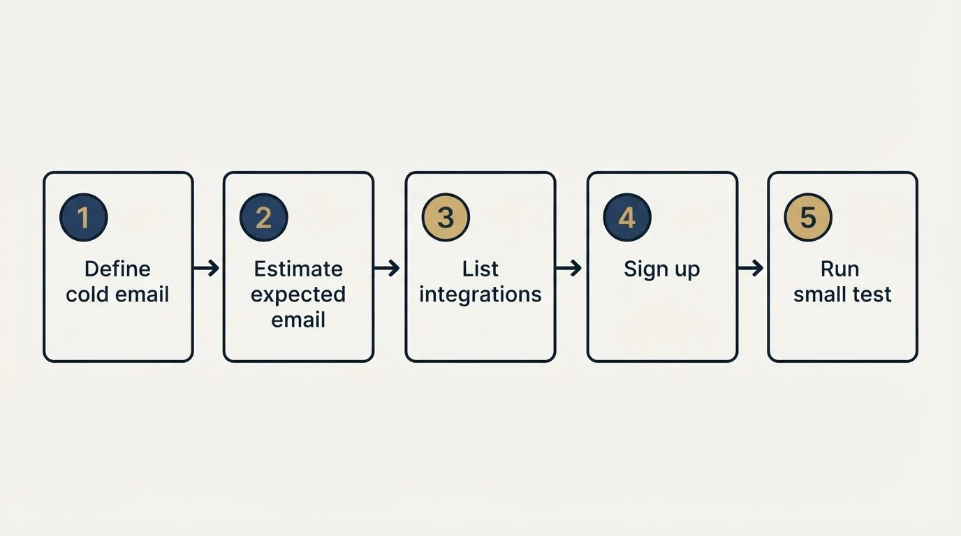 Step sequence: Getting Started Checklist (Define cold email, Estimate expected email, List integrations, Sign up)