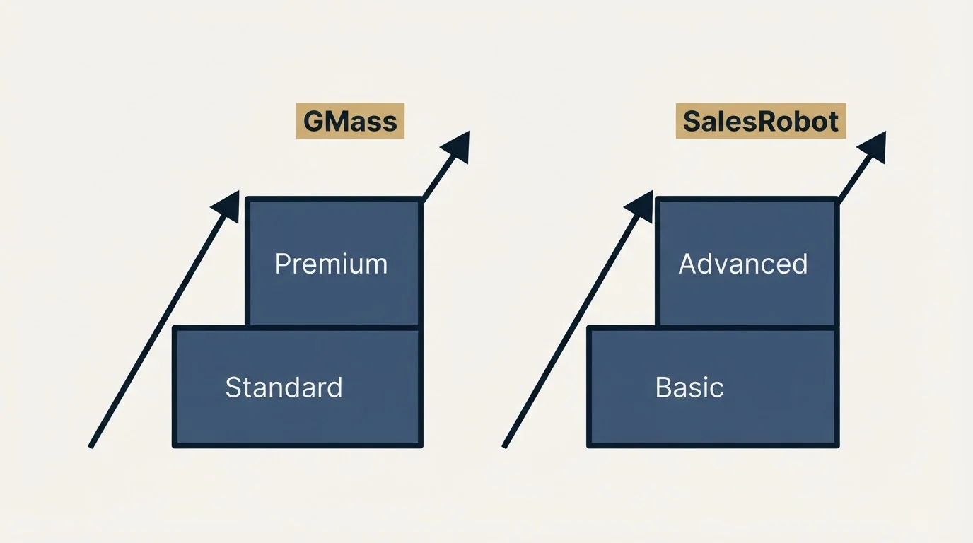 Pricing ladder: Pricing Comparison (GMass, SalesRobot, Standard, Basic)