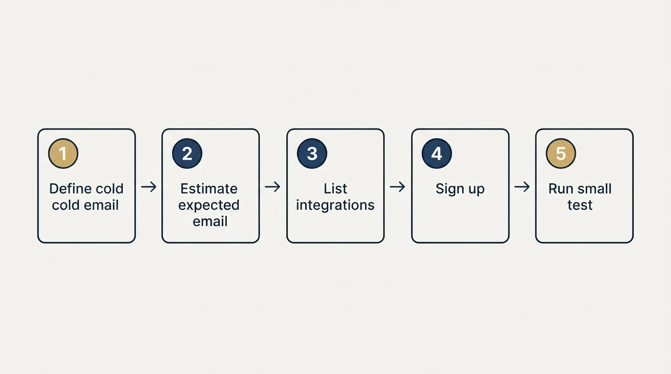 Step sequence: Getting Started Checklist (Define cold email, Estimate expected email, List integrations, Sign up)