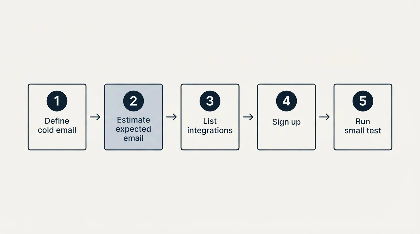 Step sequence: Getting Started Checklist (Define cold email, Estimate expected email, List integrations, Sign up)