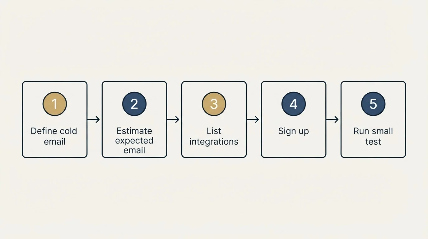 Step sequence: Getting Started Checklist (Define cold email, Estimate expected email, List integrations, Sign up)