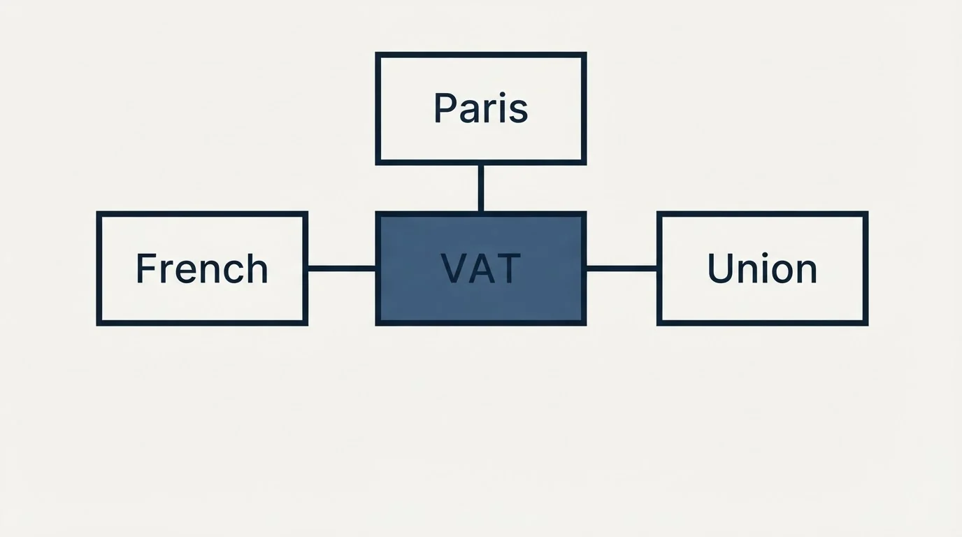 Schematic: The terms behind the monthly figure (VAT, French, Paris, Union)