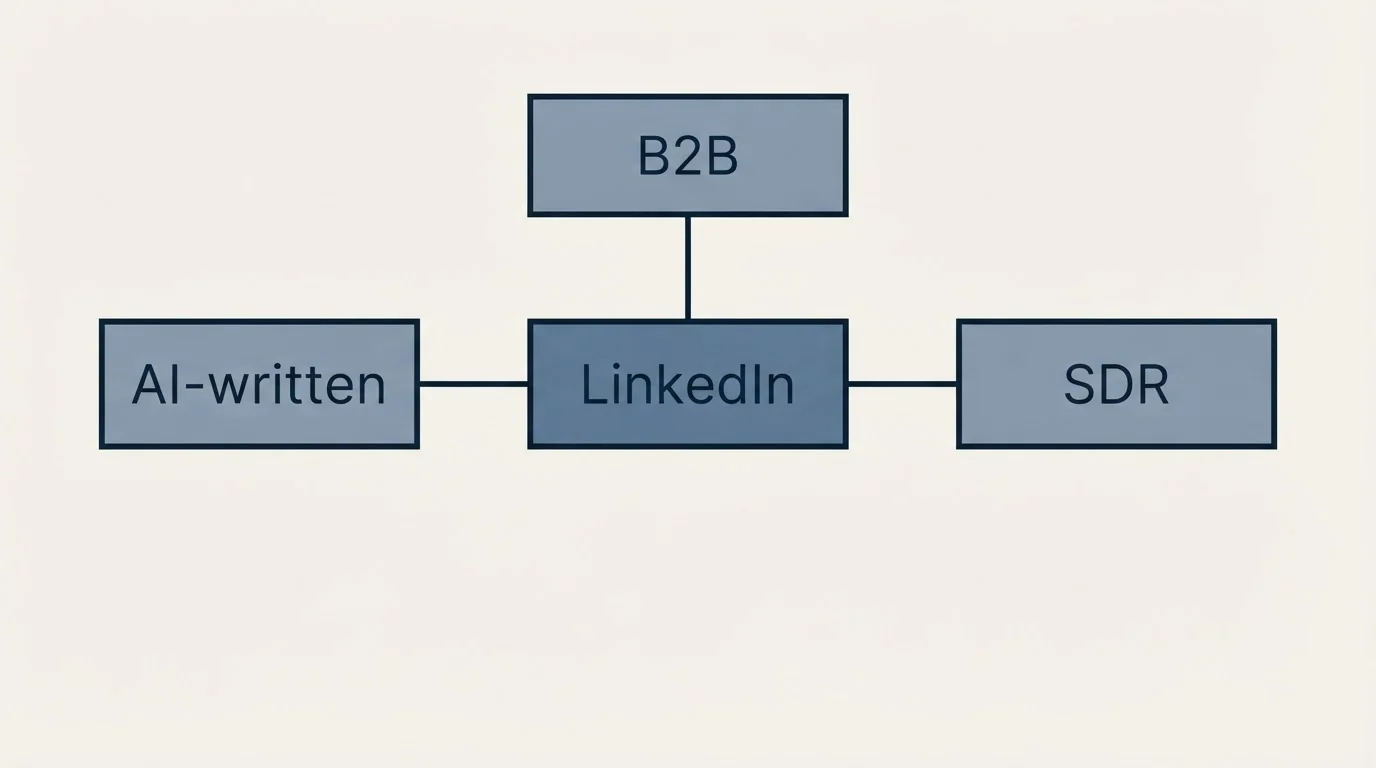 Schematic: What the product is, and the doctrine that applies to (LinkedIn, AI-written, B2B, SDR)