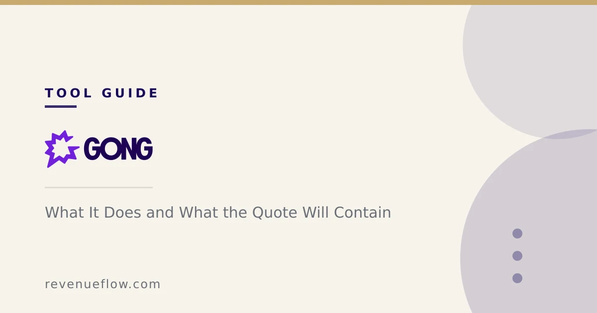 Branded cover: Gong as a Sales Tool: What It Does and What the Quote Will Contain