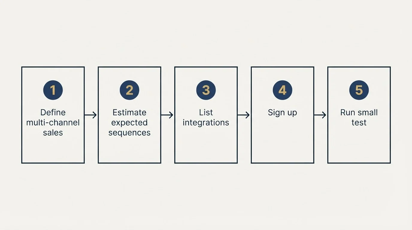 Step sequence: Getting Started Checklist (Define multi-channel sales, Estimate expected sequences, List integrations, Sign up)