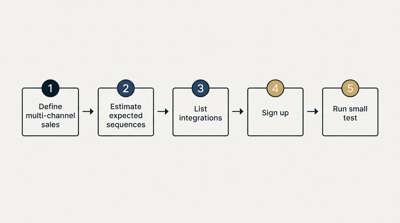 Step sequence: Getting Started Checklist (Define multi-channel sales, Estimate expected sequences, List integrations, Sign up)