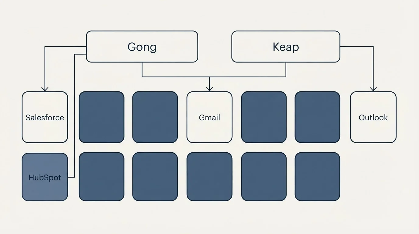 Integration grid: Integration Ecosystem (Gong, Keap, Gmail, Salesforce)