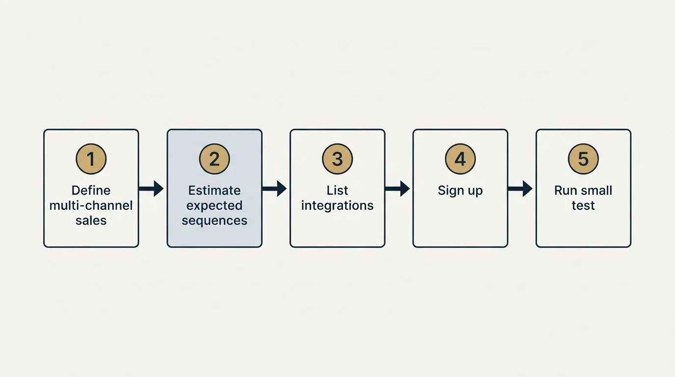 Step sequence: Getting Started Checklist (Define multi-channel sales, Estimate expected sequences, List integrations, Sign up)