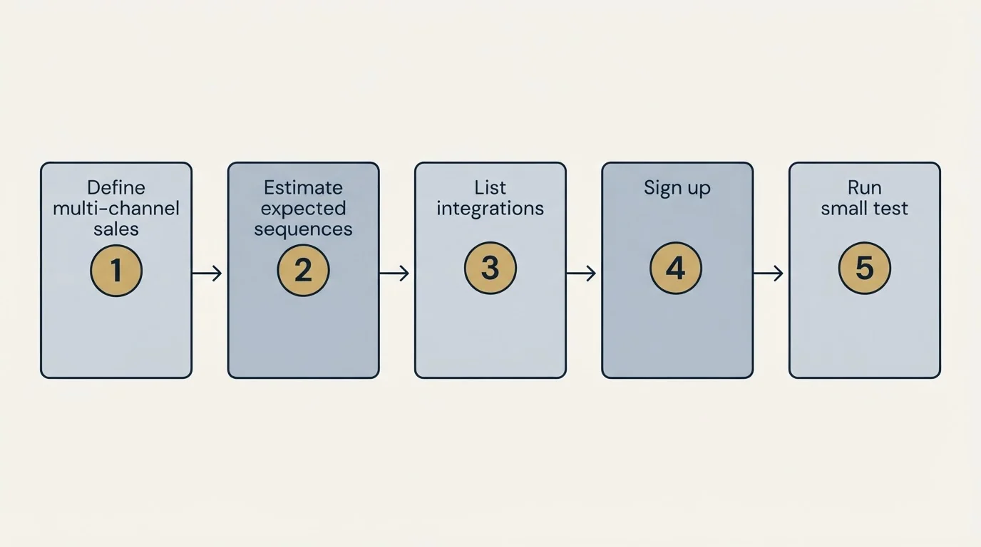 Step sequence: Getting Started Checklist (Define multi-channel sales, Estimate expected sequences, List integrations, Sign up)
