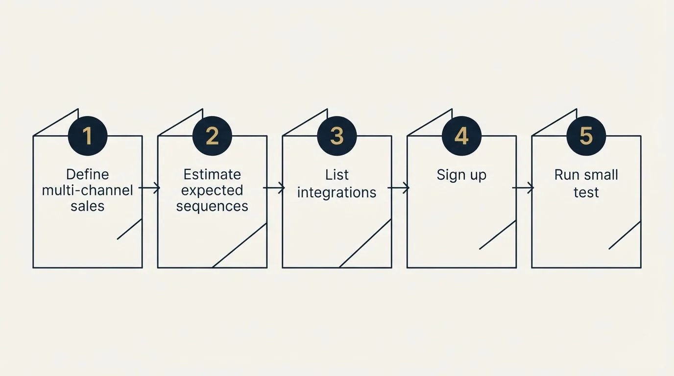 Step sequence: Getting Started Checklist (Define multi-channel sales, Estimate expected sequences, List integrations, Sign up)