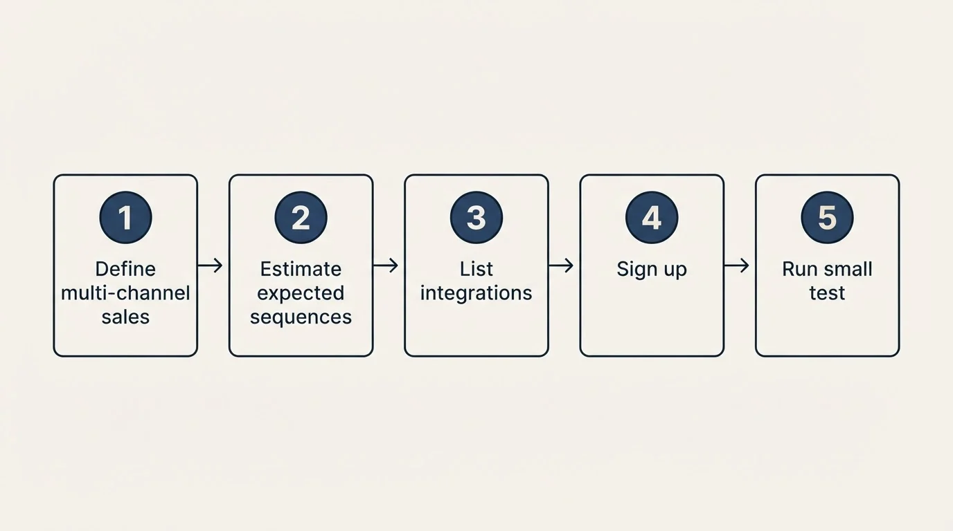 Step sequence: Getting Started Checklist (Define multi-channel sales, Estimate expected sequences, List integrations, Sign up)