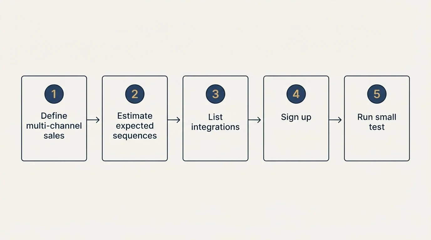 Step sequence: Getting Started Checklist (Define multi-channel sales, Estimate expected sequences, List integrations, Sign up)