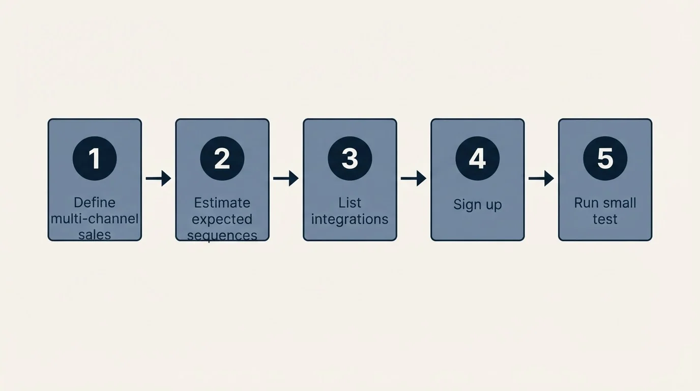 Step sequence: Getting Started Checklist (Define multi-channel sales, Estimate expected sequences, List integrations, Sign up)