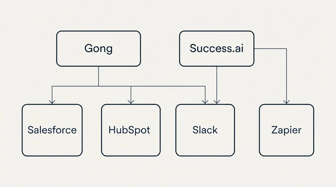 Integration grid: Integration Ecosystem (Gong, Success.ai, Salesforce, HubSpot)
