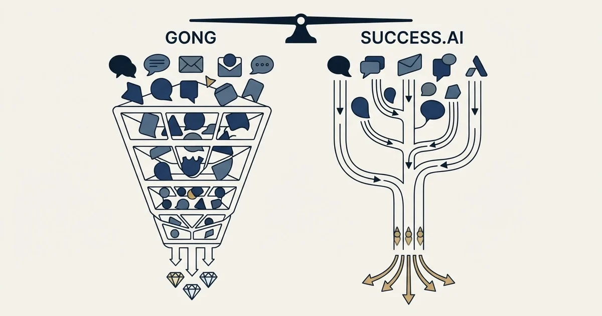 Editorial illustration for Gong vs Success.ai
