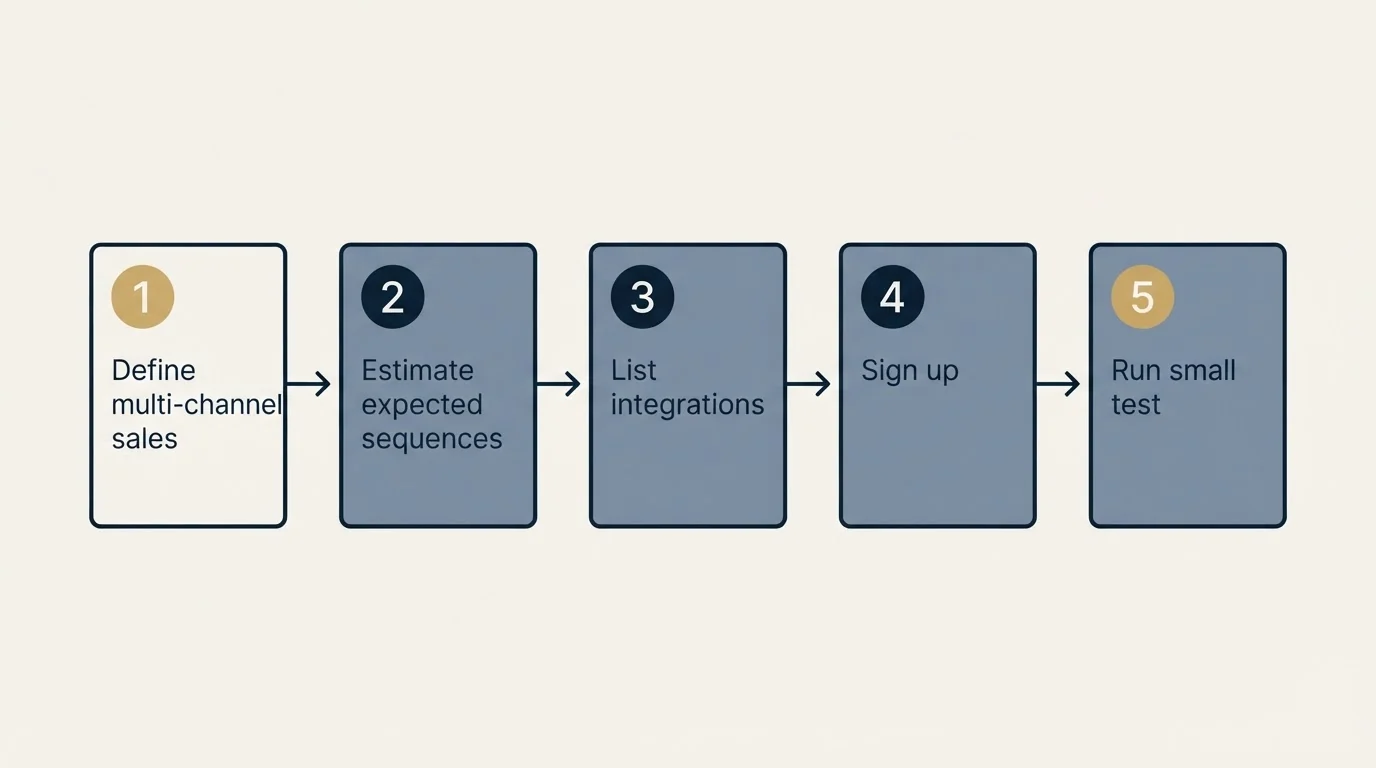Step sequence: Getting Started Checklist (Define multi-channel sales, Estimate expected sequences, List integrations, Sign up)