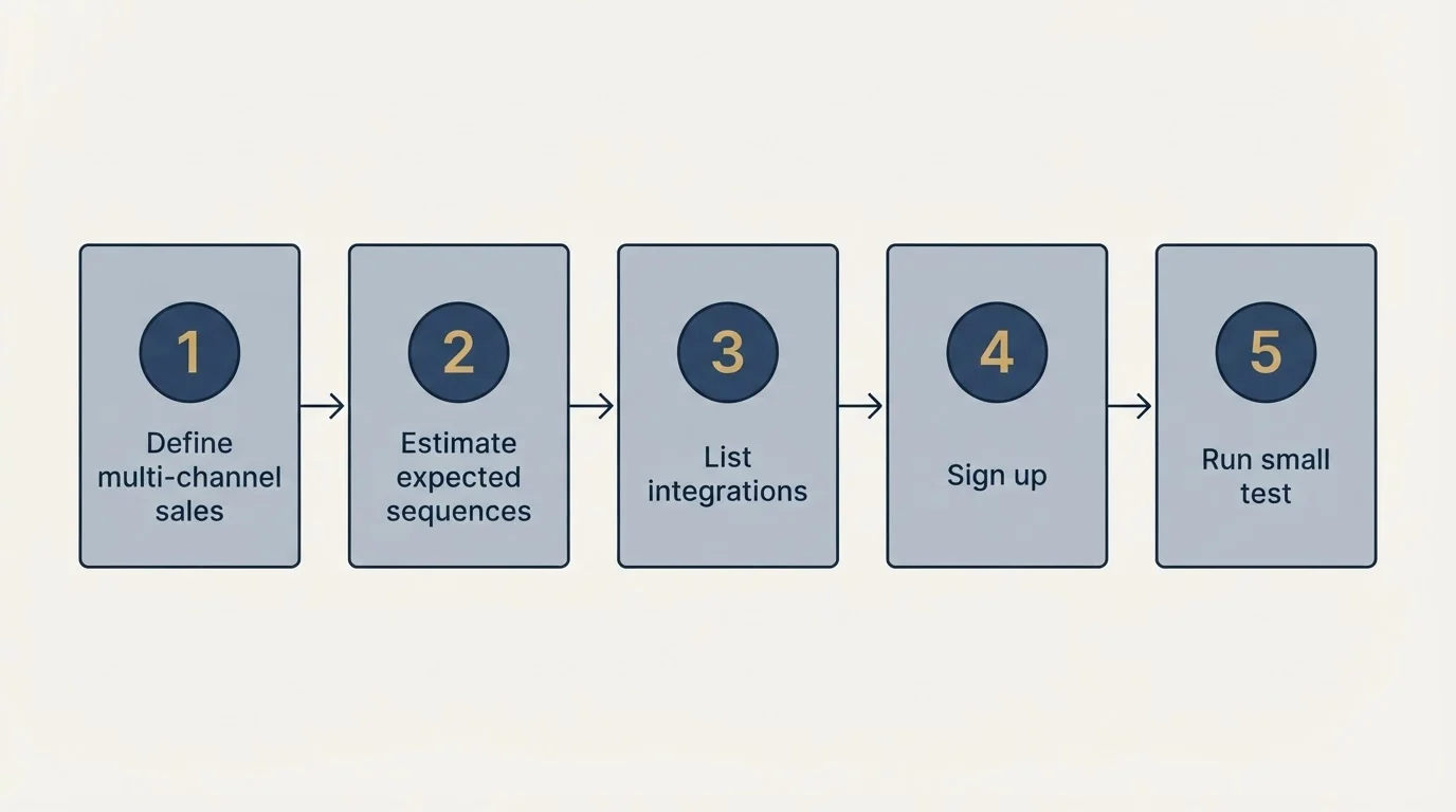 Step sequence: Getting Started Checklist (Define multi-channel sales, Estimate expected sequences, List integrations, Sign up)