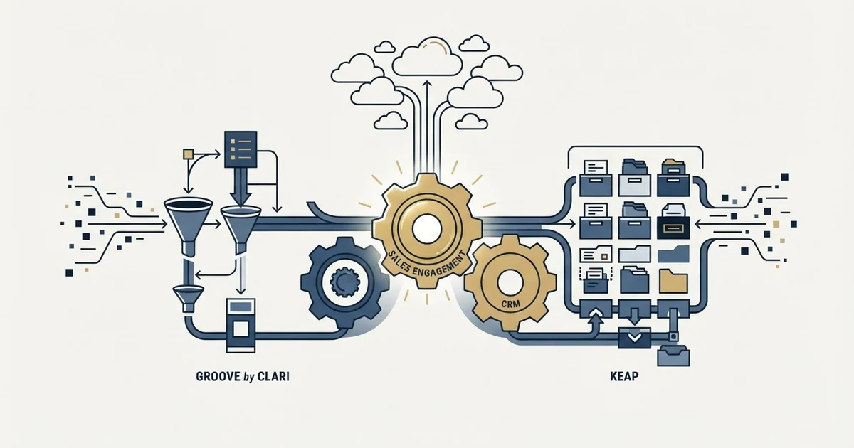 Editorial illustration for Groove by Clari vs Keap