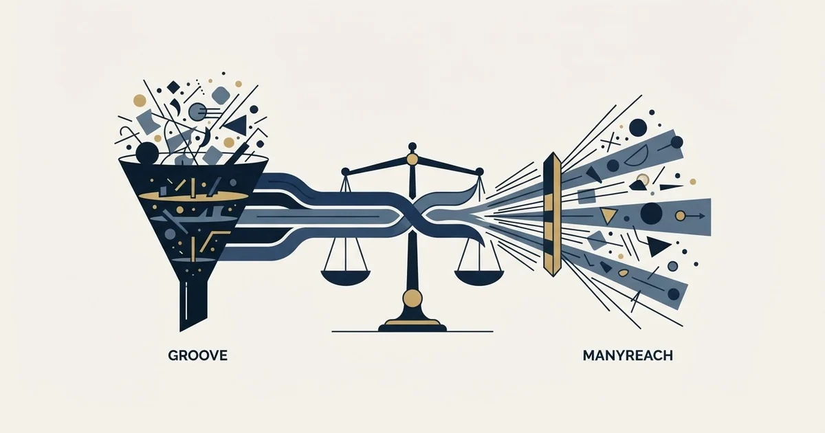 Editorial illustration for Groove by Clari vs Manyreach