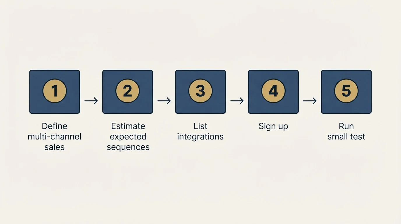 Step sequence: Getting Started Checklist (Define multi-channel sales, Estimate expected sequences, List integrations, Sign up)