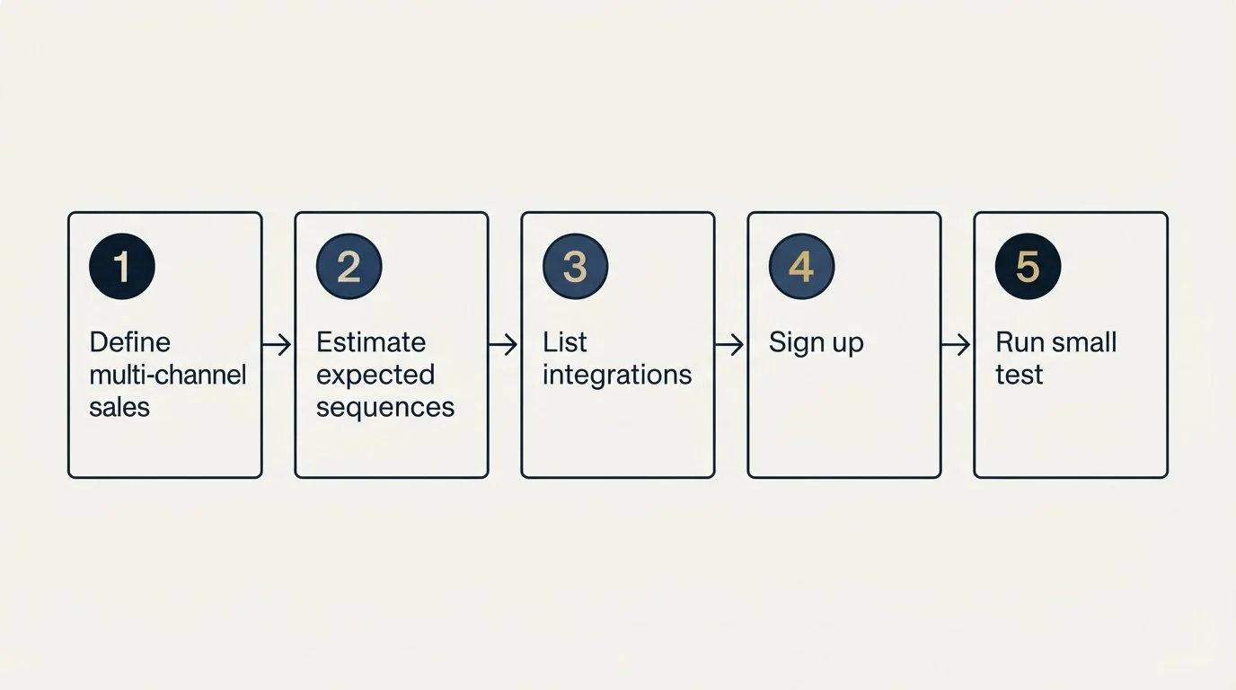 Step sequence: Getting Started Checklist (Define multi-channel sales, Estimate expected sequences, List integrations, Sign up)