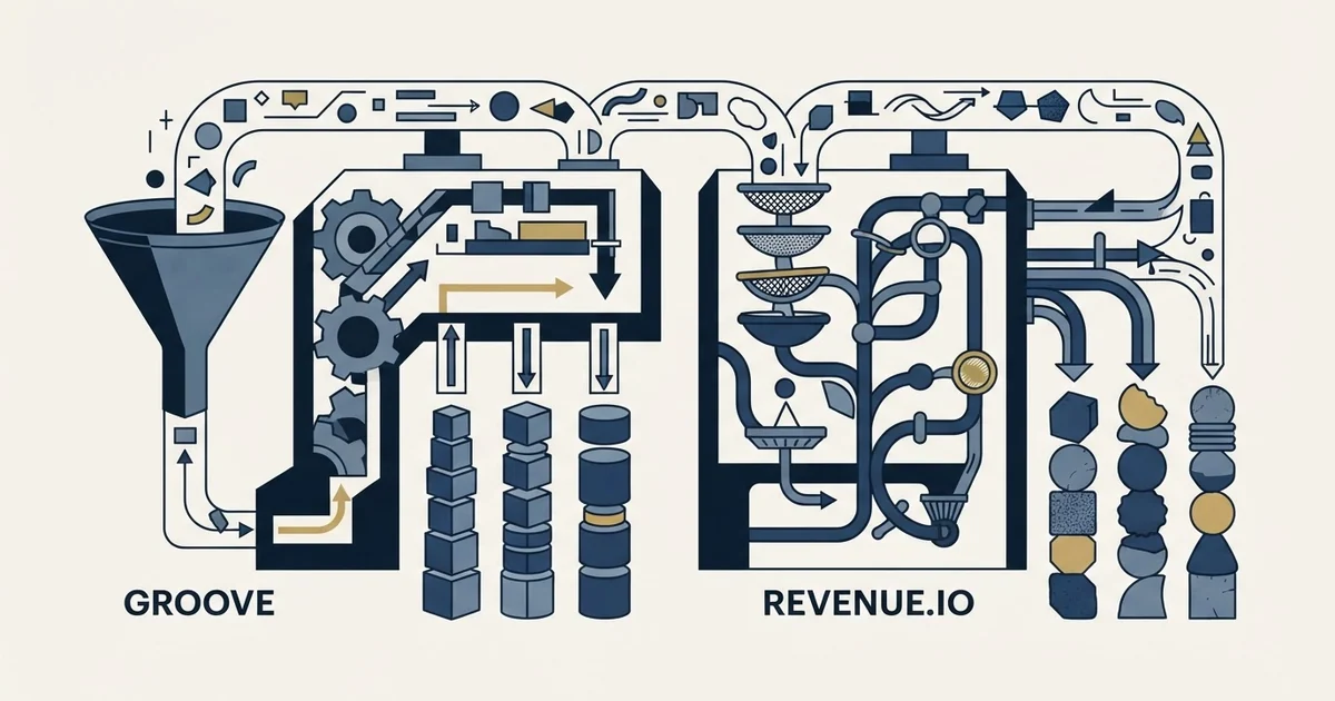 Editorial illustration for Groove by Clari vs Revenue.io
