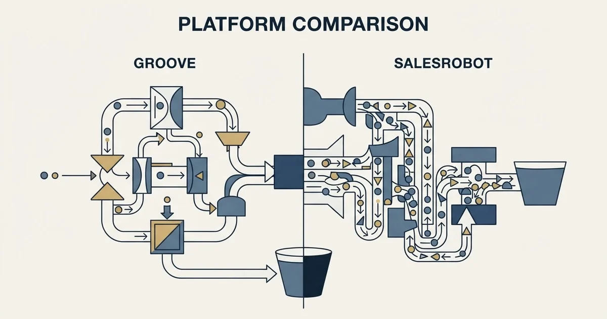 Editorial illustration for Groove by Clari vs SalesRobot