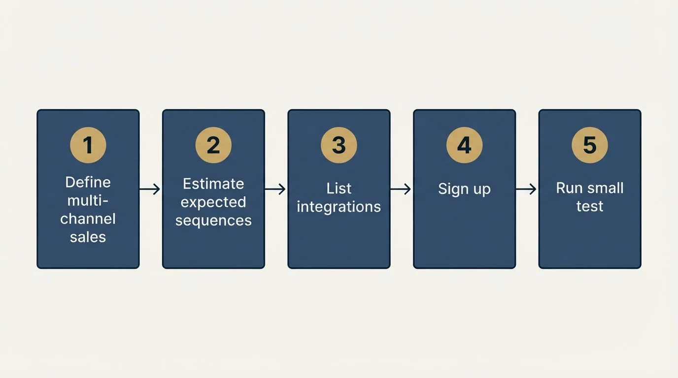 Step sequence: Getting Started Checklist (Define multi-channel sales, Estimate expected sequences, List integrations, Sign up)