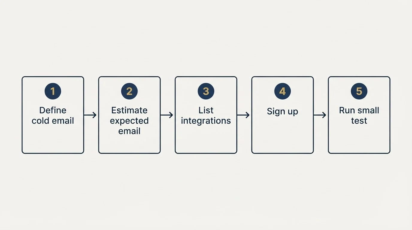 Step sequence: Getting Started Checklist (Define cold email, Estimate expected email, List integrations, Sign up)