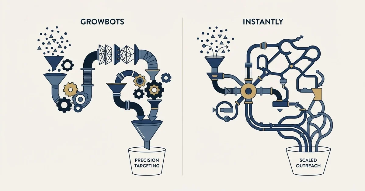 Editorial illustration for Growbots vs Instantly