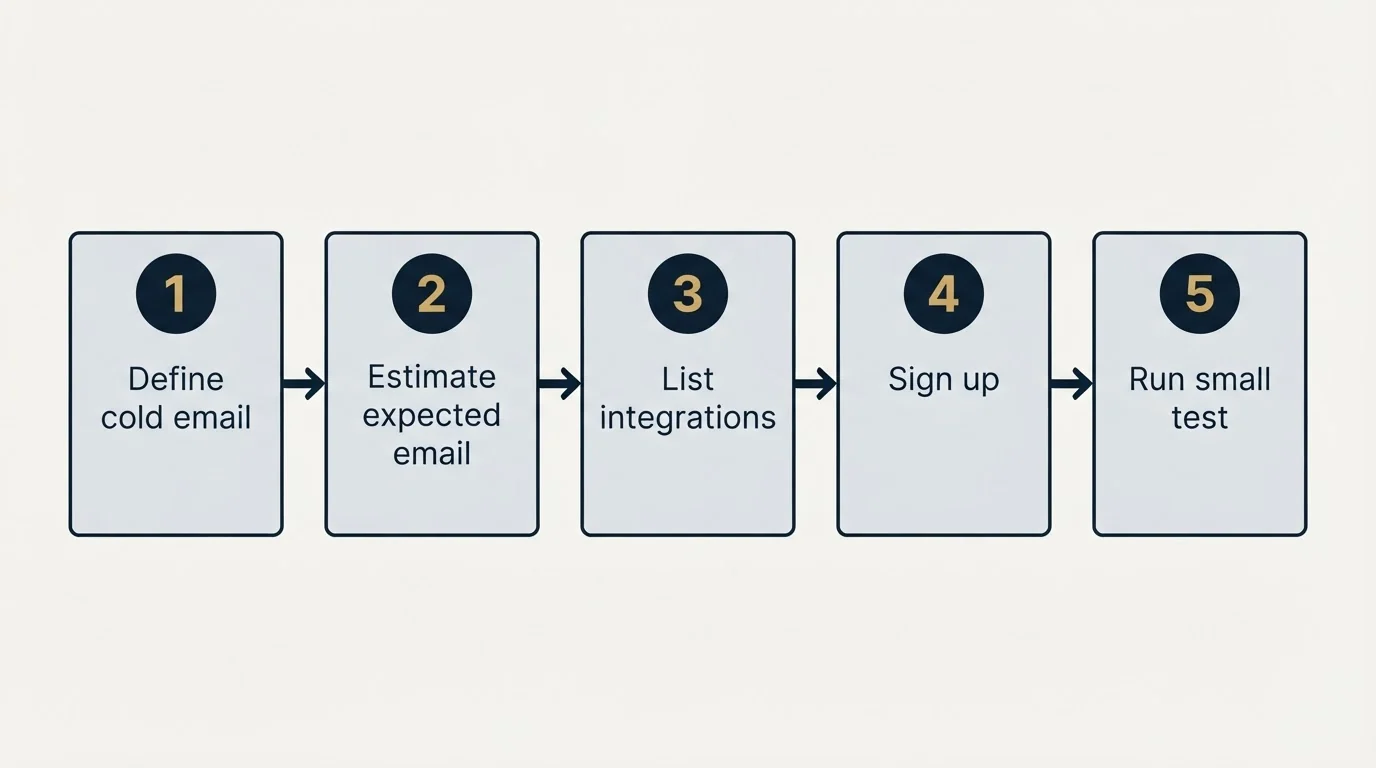 Step sequence: Getting Started Checklist (Define cold email, Estimate expected email, List integrations, Sign up)