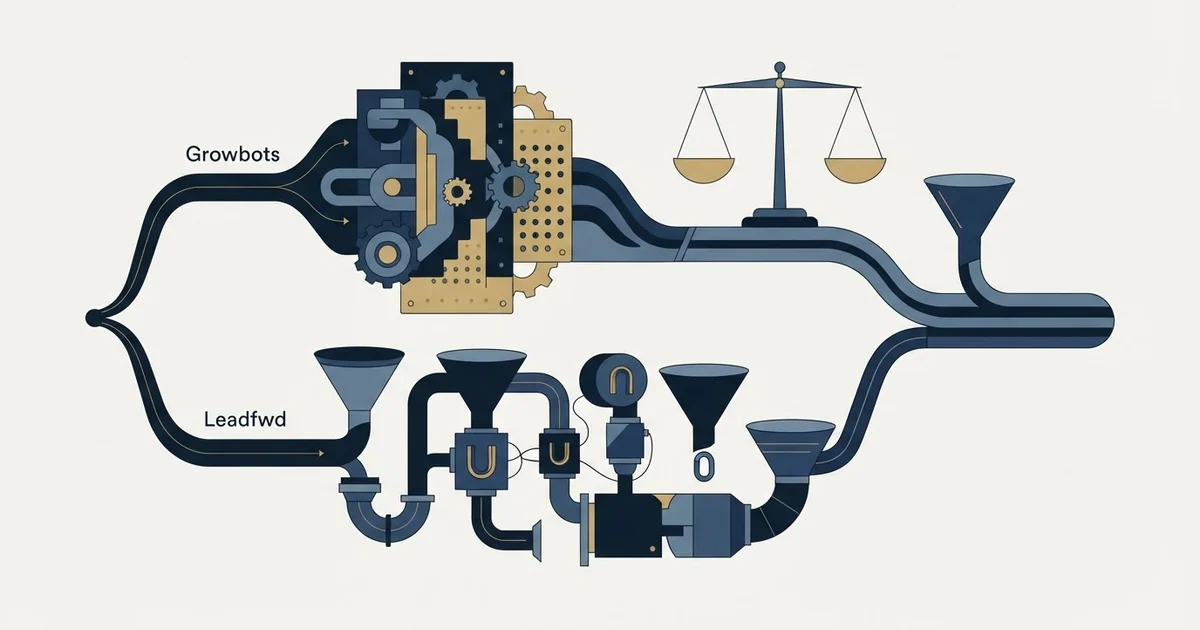 Editorial illustration for Growbots vs Leadfwd