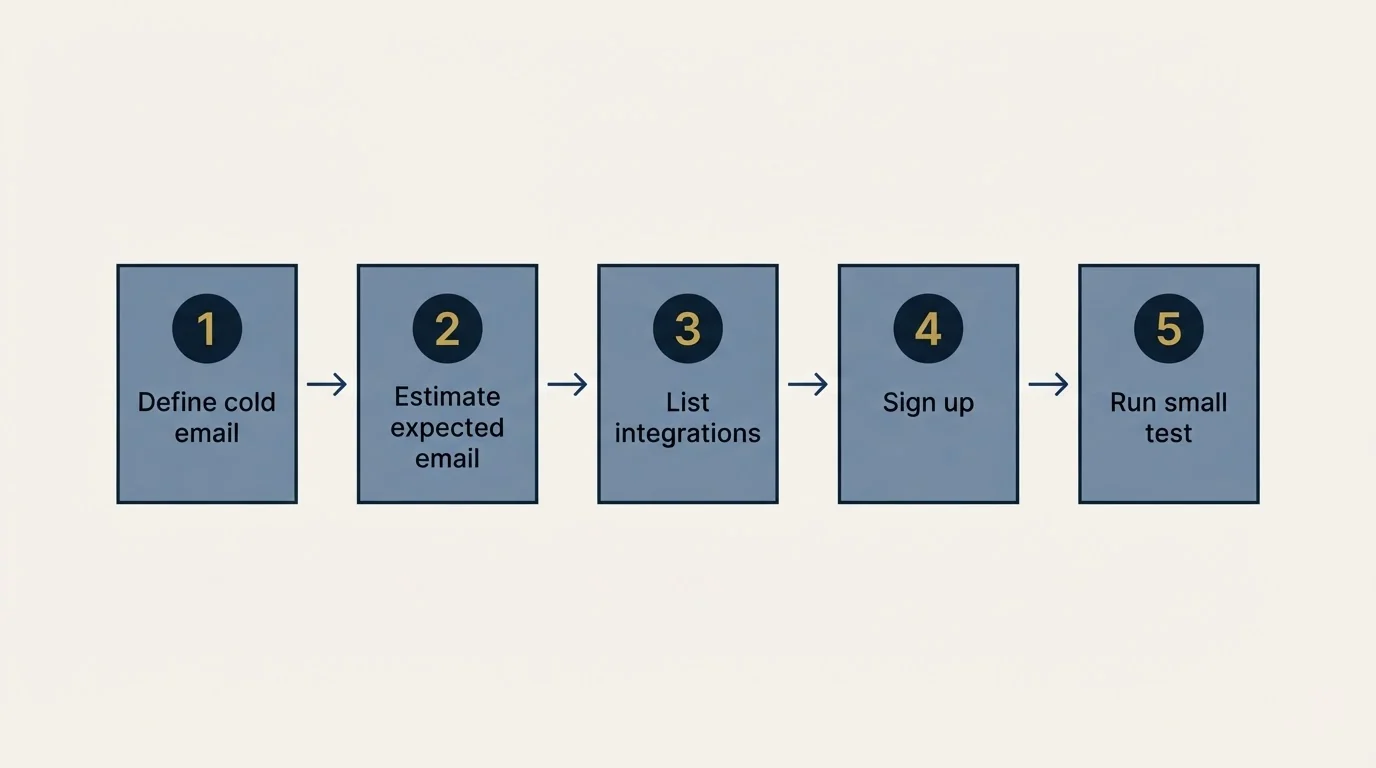 Step sequence: Getting Started Checklist (Define cold email, Estimate expected email, List integrations, Sign up)