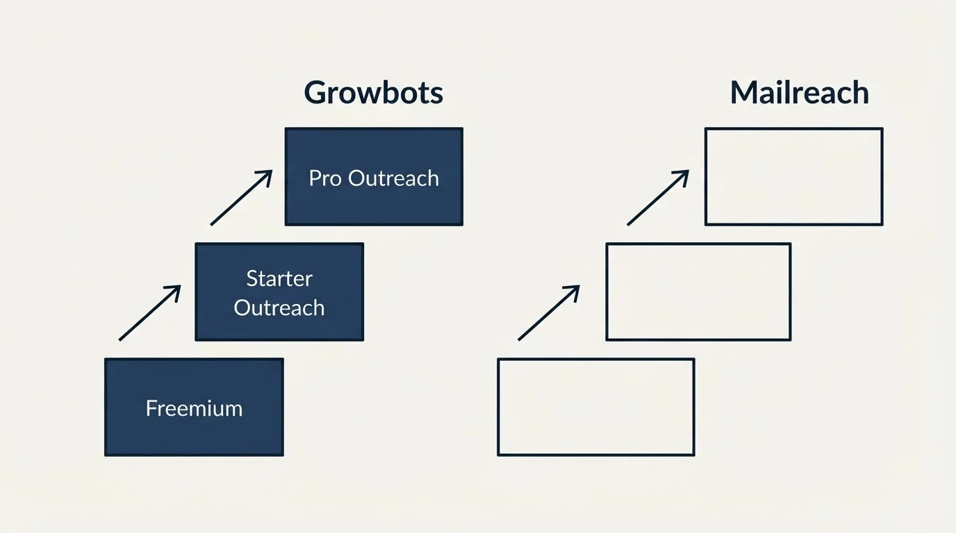 Pricing ladder: Pricing Comparison (Growbots, Mailreach, Freemium, Starter Outreach)